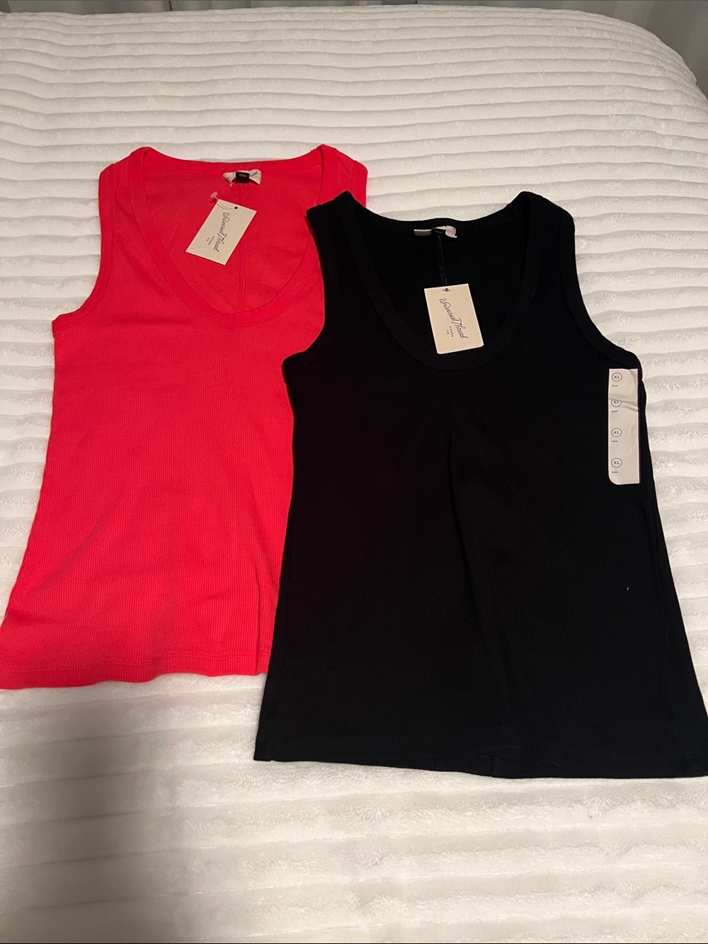 Universal Thread Ribbed Tank Tops in Black & Coral